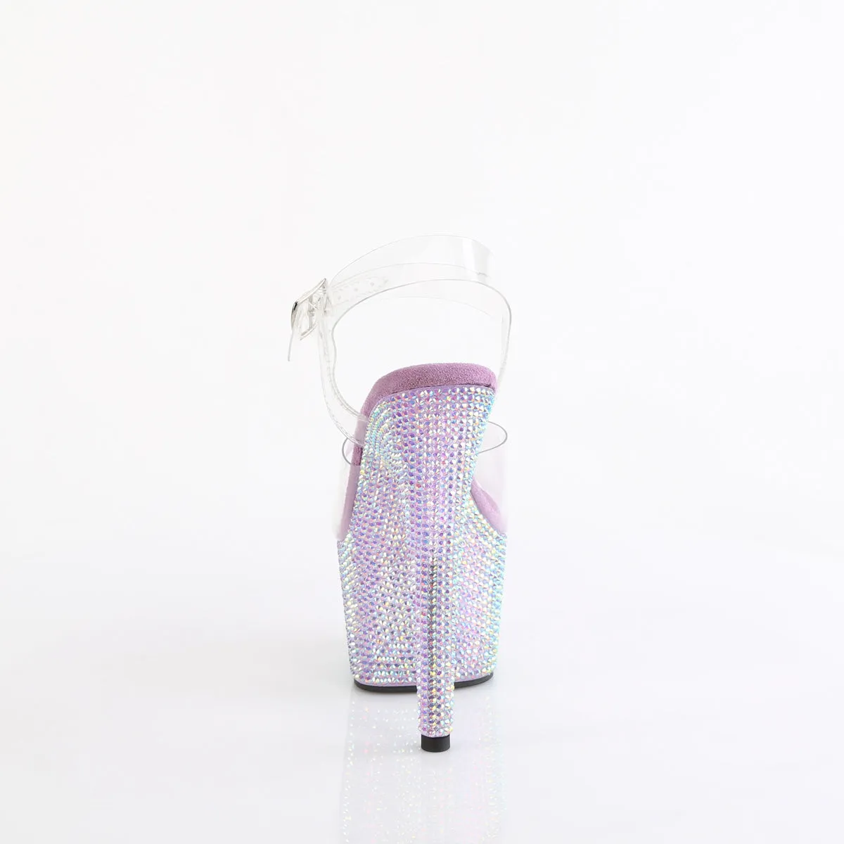 7 Inch Heel BEJEWELED-708RRS Clear Lavender Rhinestone