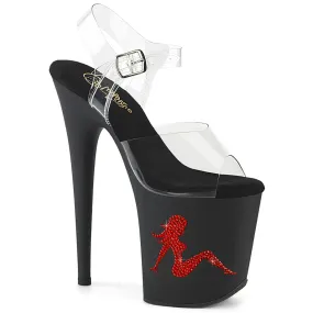 8 Inch Heel FLAMINGO-808TGRS Clear Black Red