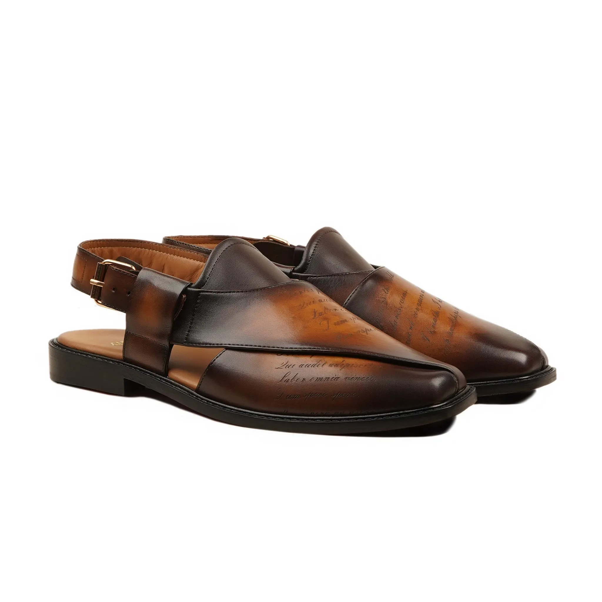 Andros - Men's Caramel Brown Patina Calf Leather Sandal