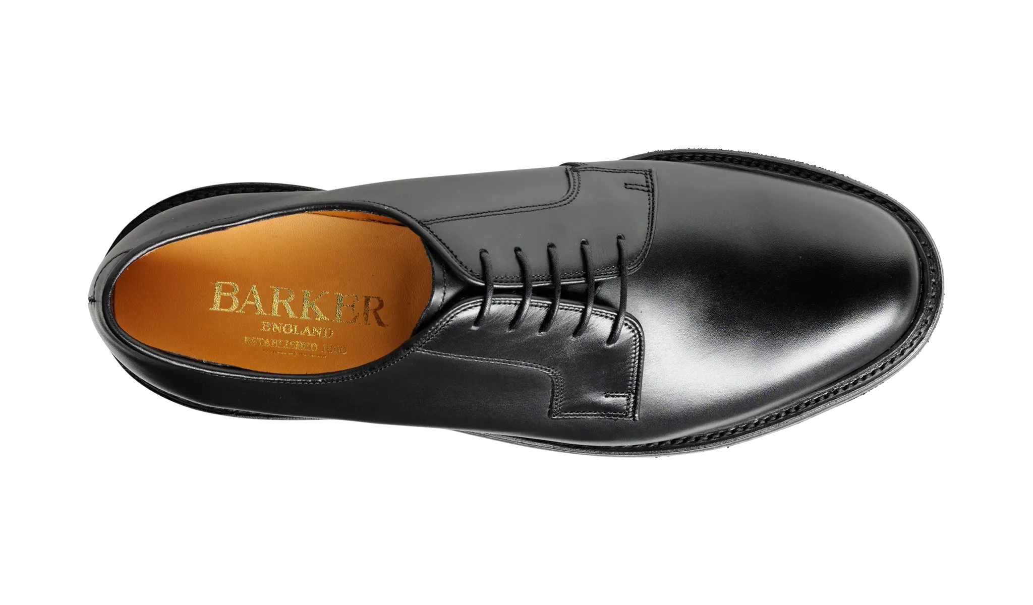 Mens Barker Nairn Derby Shoes - Premium Black Calf Leather