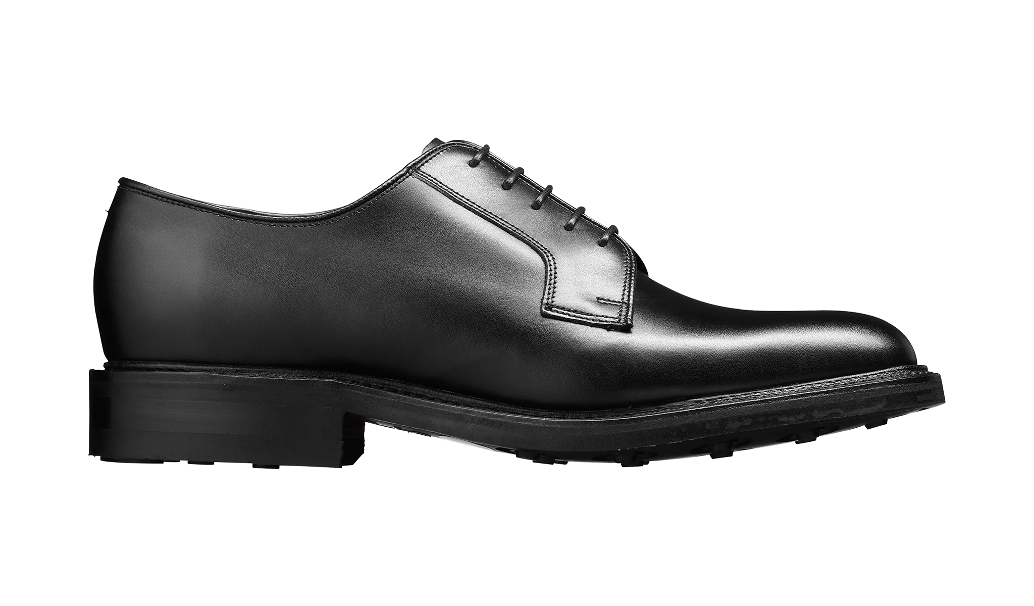 Mens Barker Nairn Derby Shoes - Premium Black Calf Leather