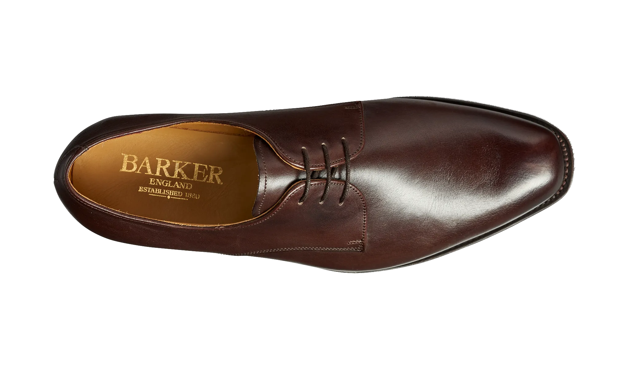 Barker St Austell Plain Fronted Derby Shoe- Dark Walnut Calf