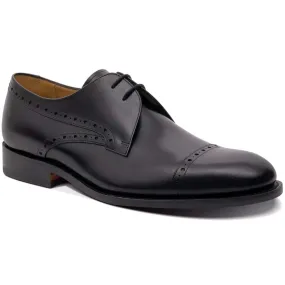 Barker Wye Brogue Toe-Cap Shoe - Black Calf