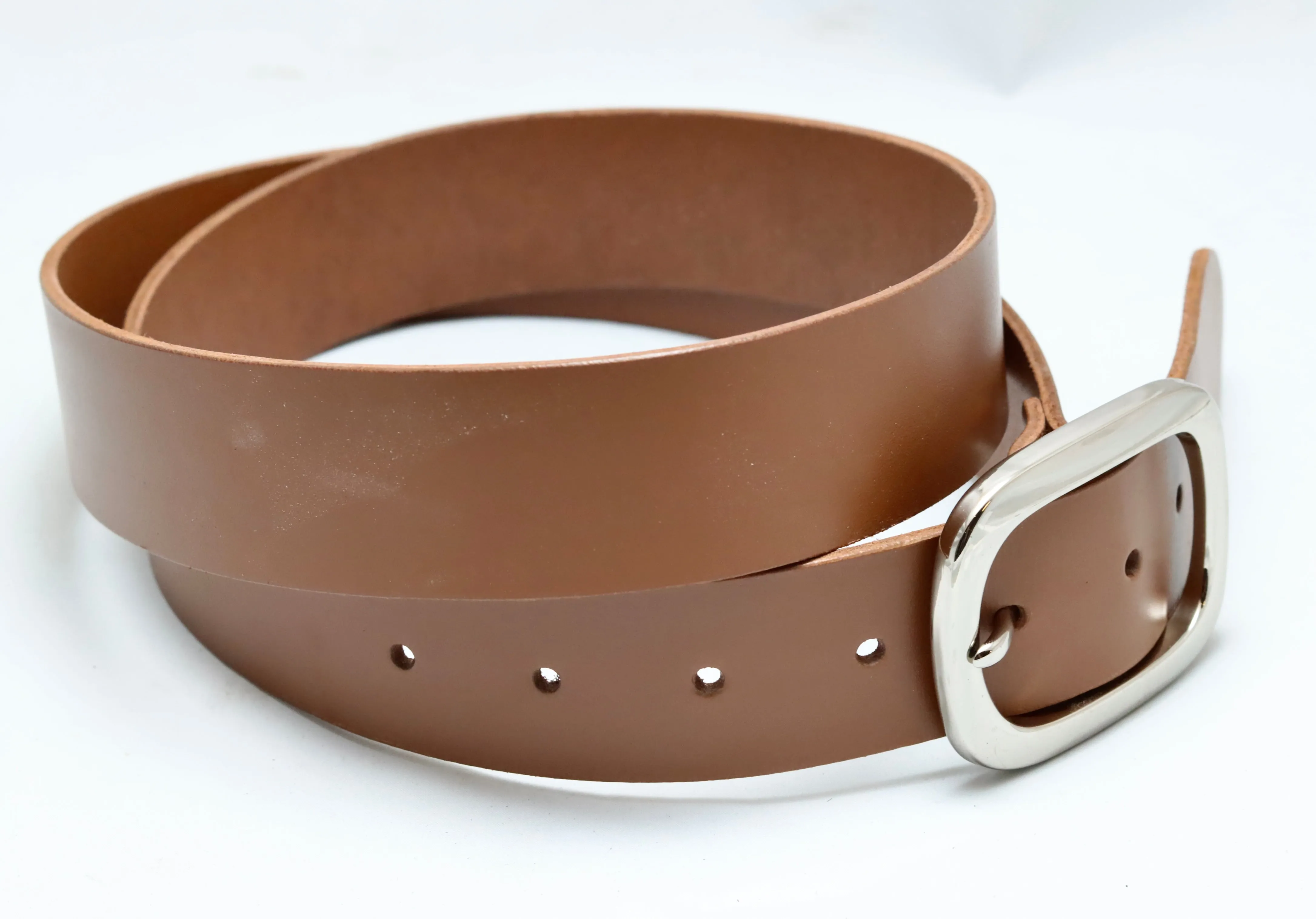 Belt | unstitched wide | light brown | calf