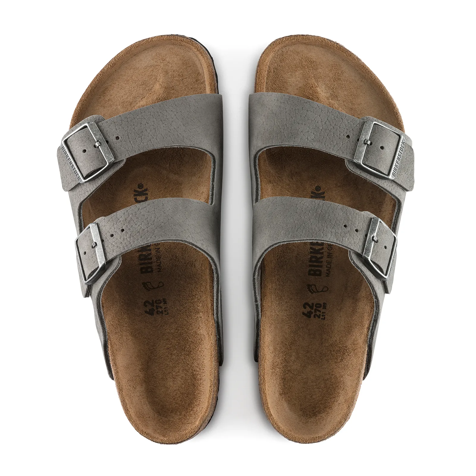 Birkenstock Arizona Sandal (Men) - Desert Buck Whale Gray Nubuck