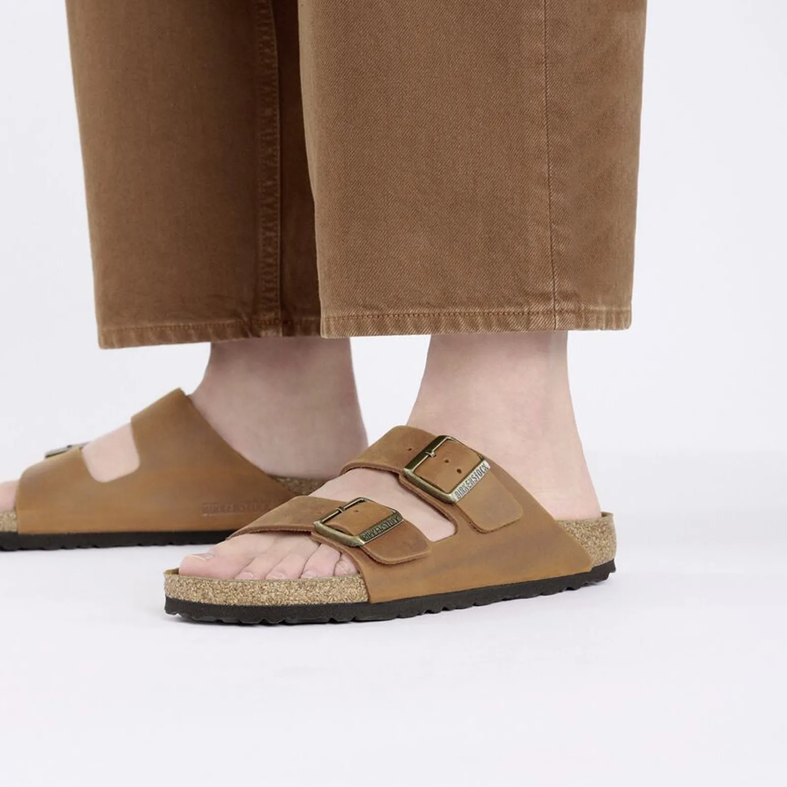 Birkenstock Arizona Slide Sandal (Men) - Cognac Oiled Leather