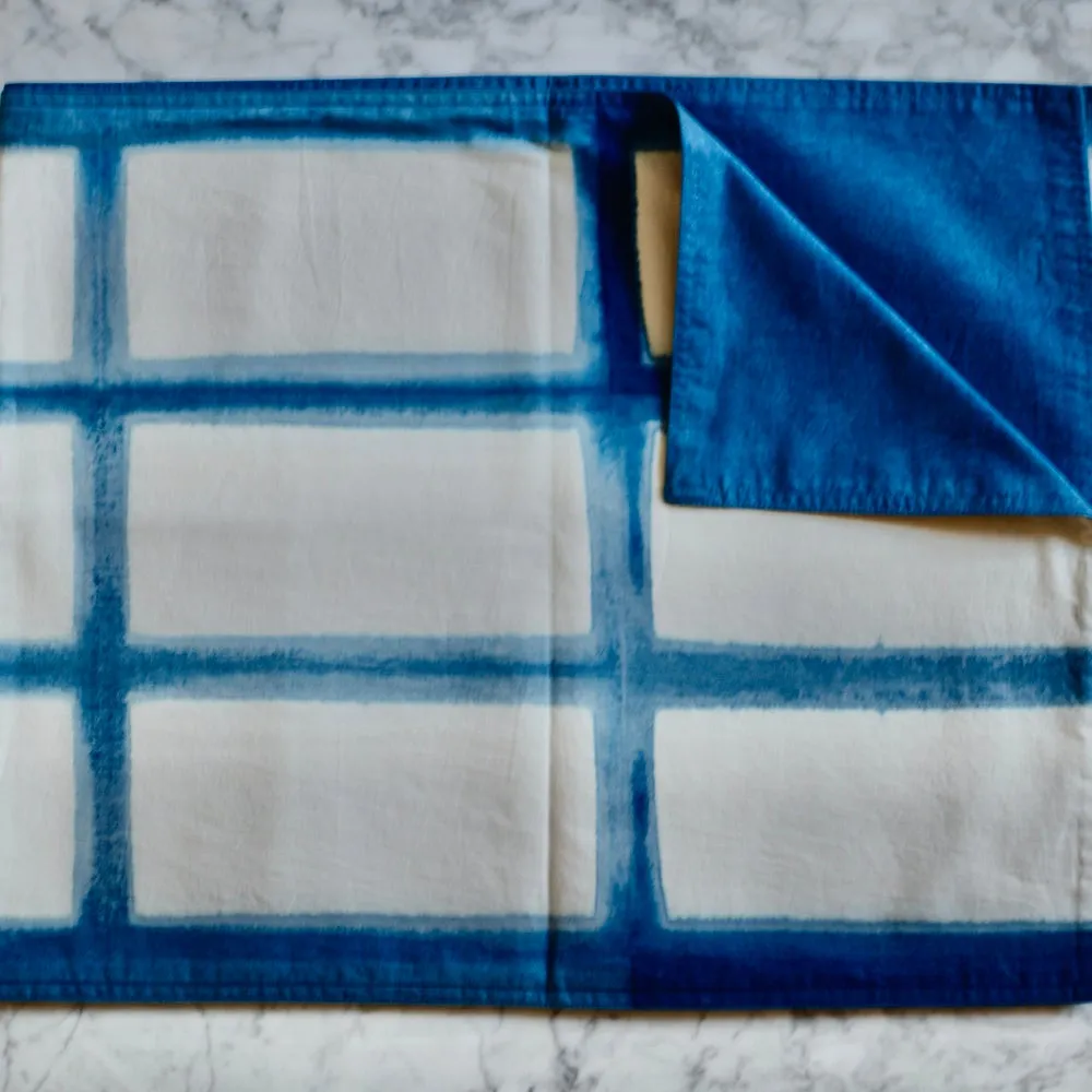 Chechi Rectangle Pattern Shibori  Reversible Table Runner