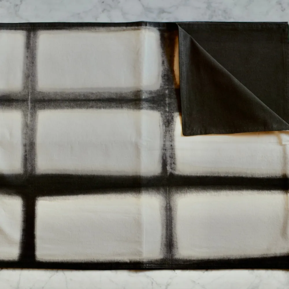 Chechi Rectangle Pattern Shibori  Reversible Table Runner