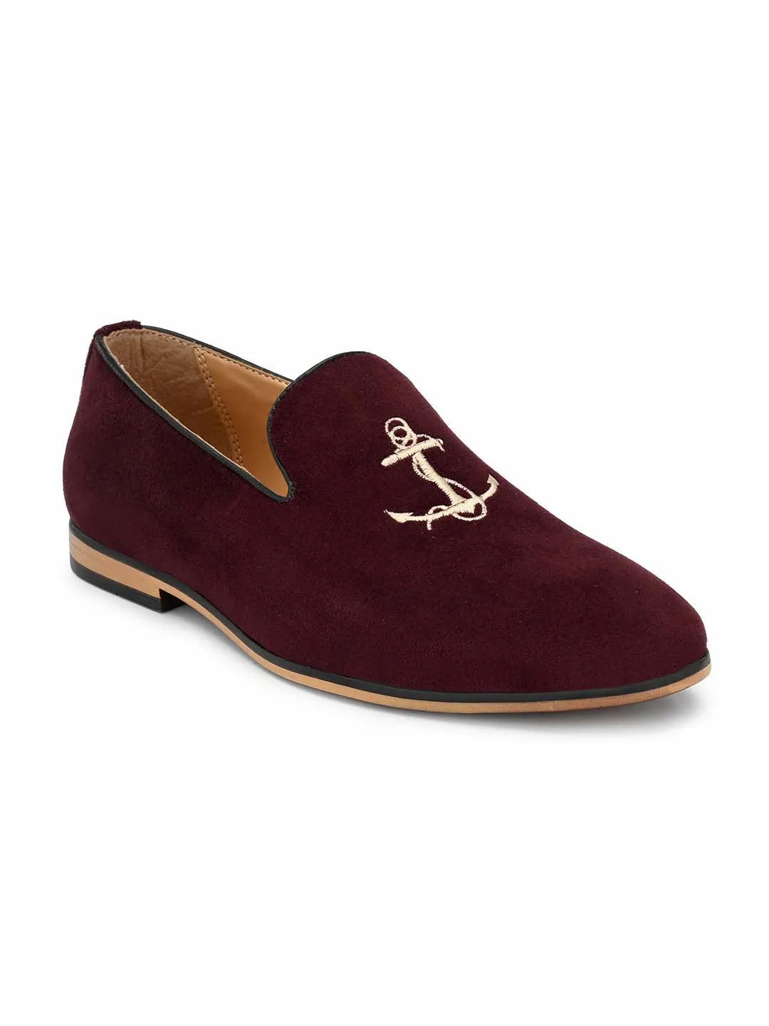 Cherry Anchor Embroidered Loafers