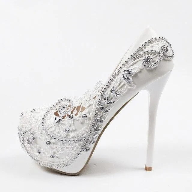 Crystal Floral Wedding Pumps Shoes