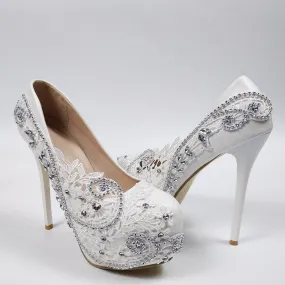 Crystal Floral Wedding Pumps Shoes