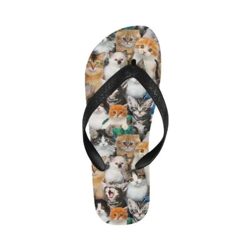 Cute Cat Clowder Flip Flops Cat Lover Shoes