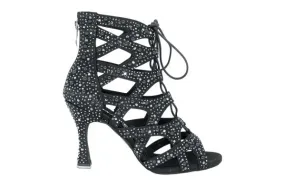 Dancin Boots with Crossed Bands Black whit Crystal Strass 