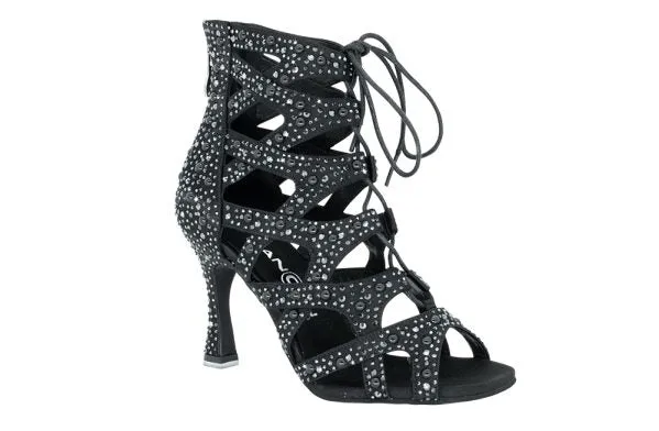 Dancin Boots with Crossed Bands Black whit Crystal Strass 