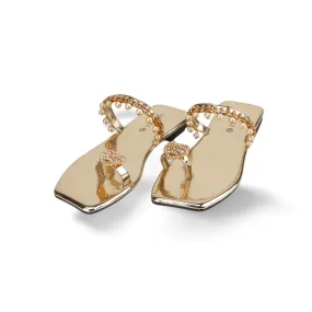 Elegant Rhinestone and Pearl Embellished Open-Toe Sandal for Women