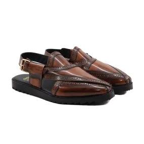 Fenberg - Men's Burnish Tan Box Leather High Shine Sandal