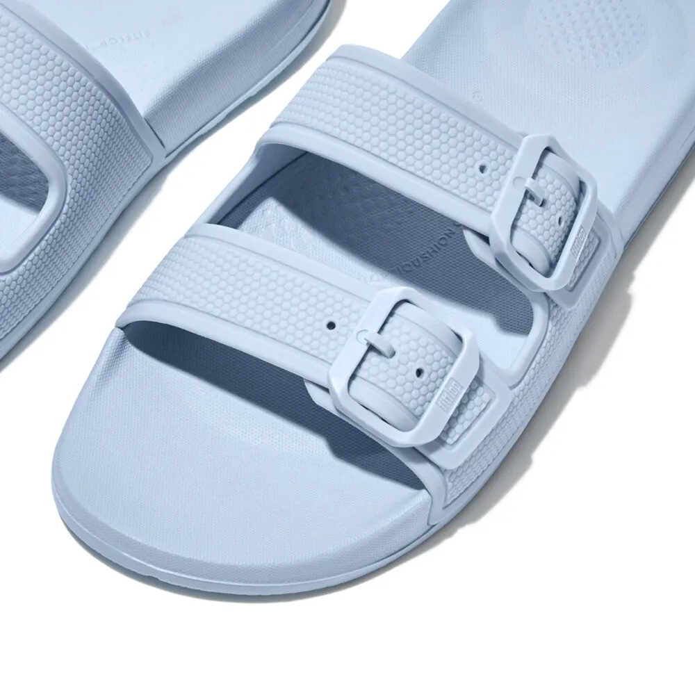 FitFlop iQushion Two Bar Buckle Slides Blue