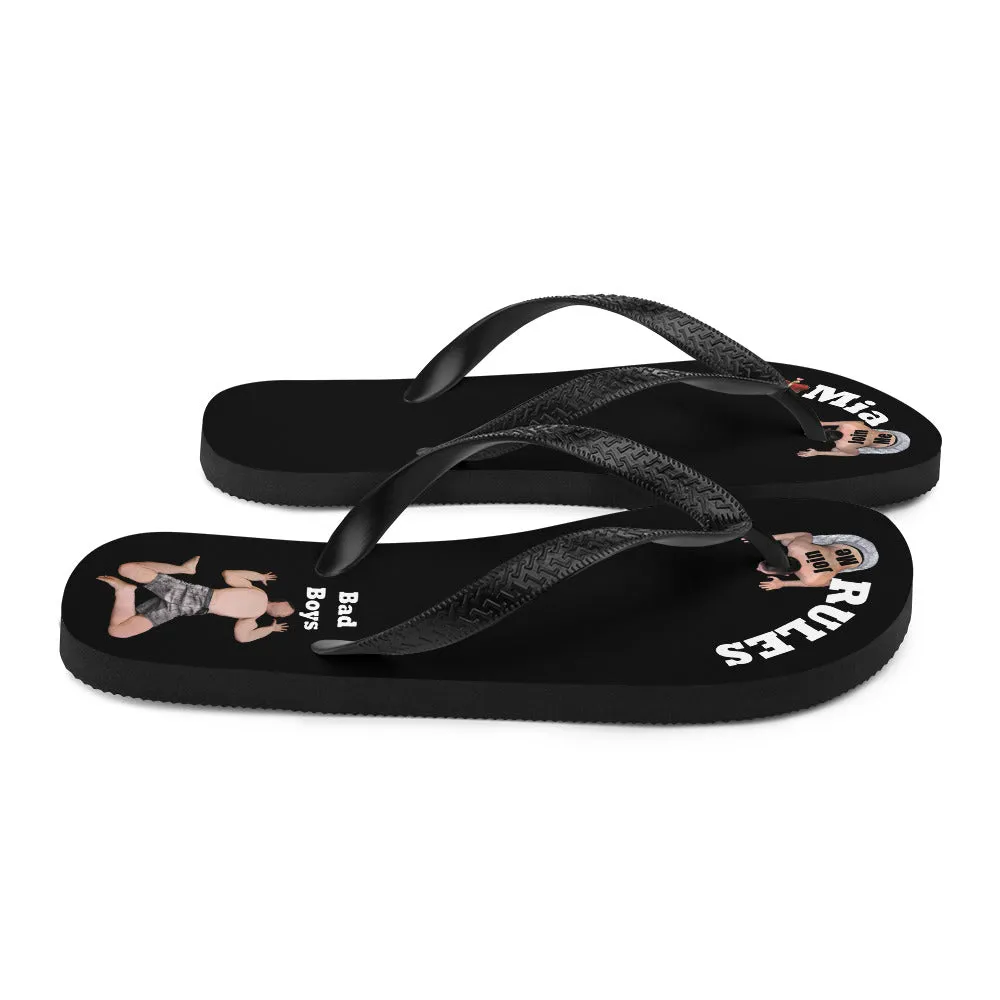 Flip Flops 2 tiny men bow face down to your toes with Join Me on their backs