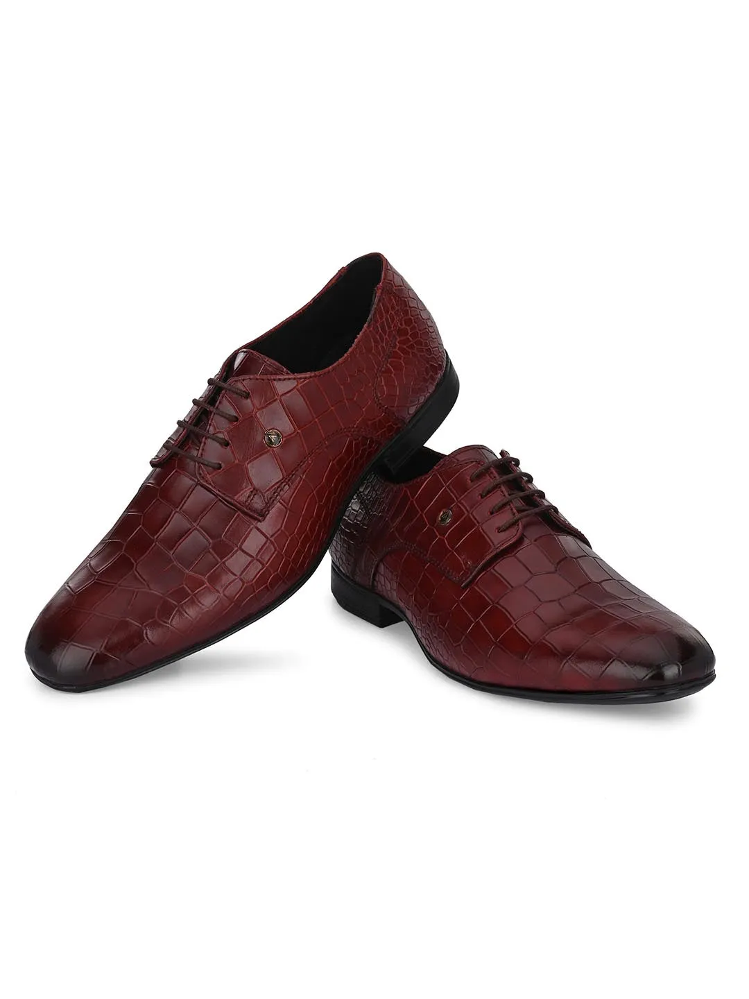 Genuine Leather Patterned Dress Lace up for Men Party Wear For Men