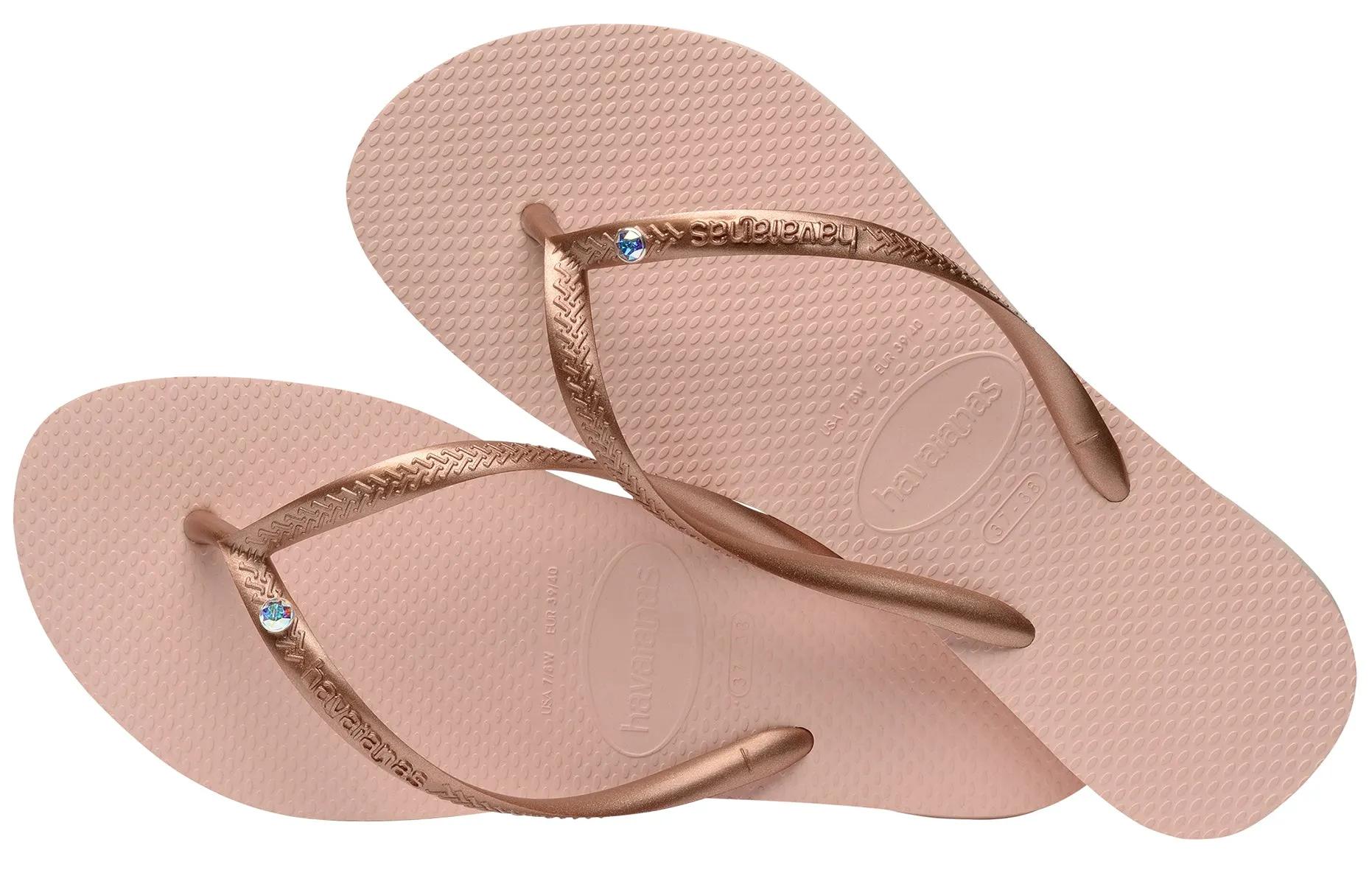 Havaianas Slim Crystal In Rose Gold For Women