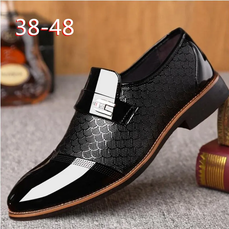 INSTOCK-Embossed men's leather casual shoes