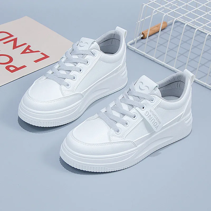 INSTOCK-White flat bottom shoes for women.