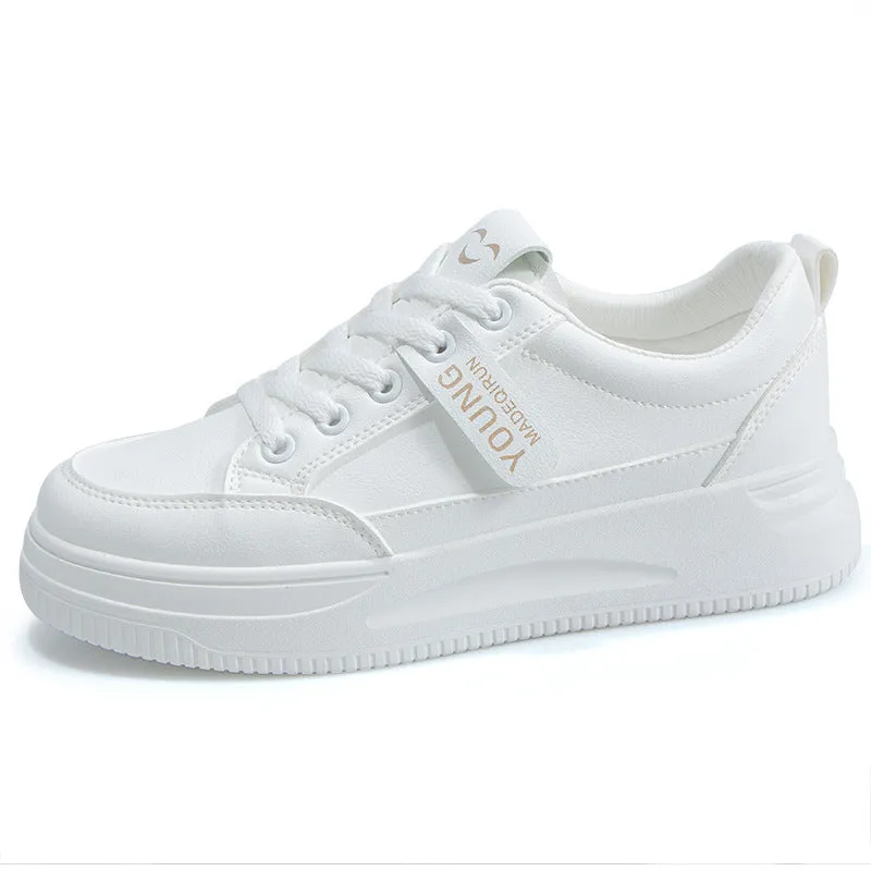 INSTOCK-White flat bottom shoes for women.