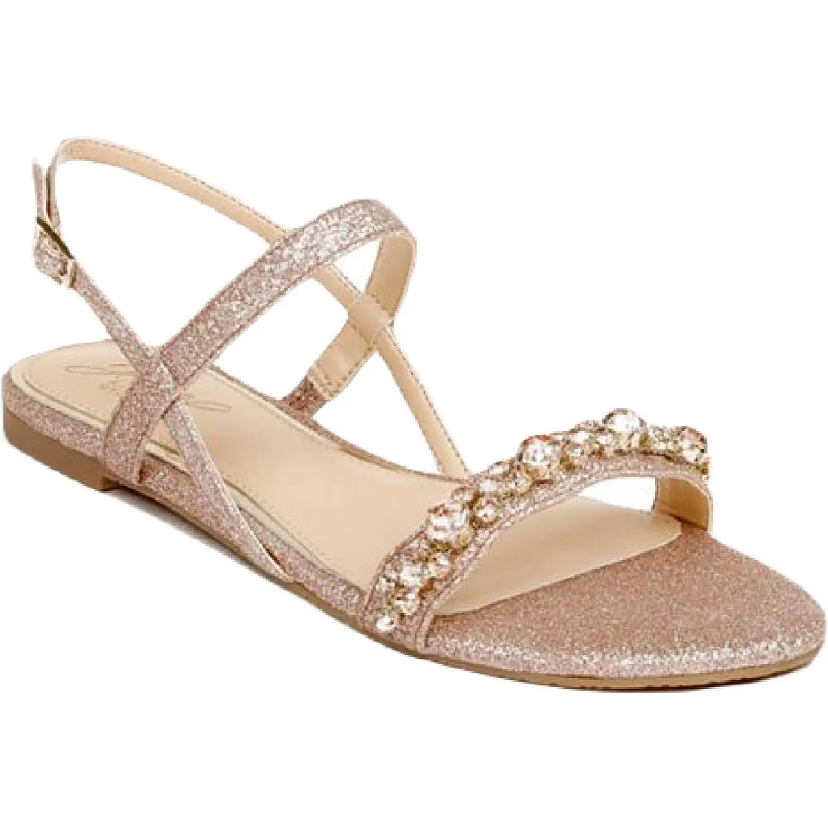 Jewel Badgley Mischka Womens OSMOND Glitter Embellish Ankle Strap