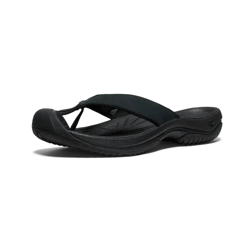 Men's Keen Waimea Leather Flip Flop Color: Black / Black