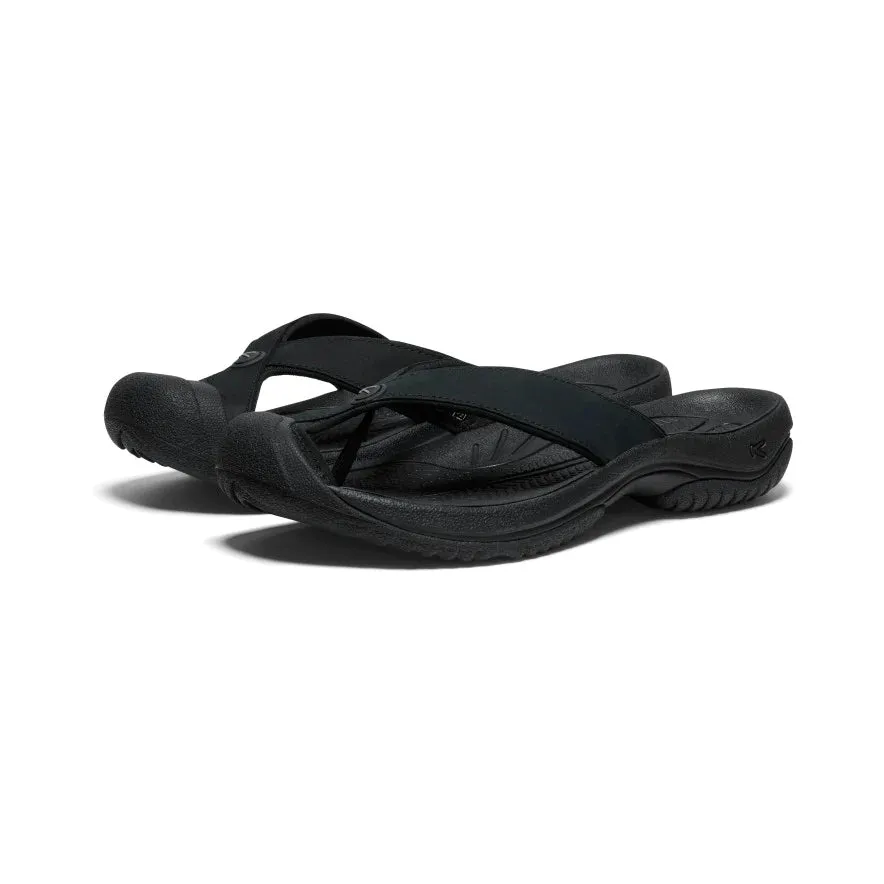 Men's Keen Waimea Leather Flip Flop Color: Black / Black