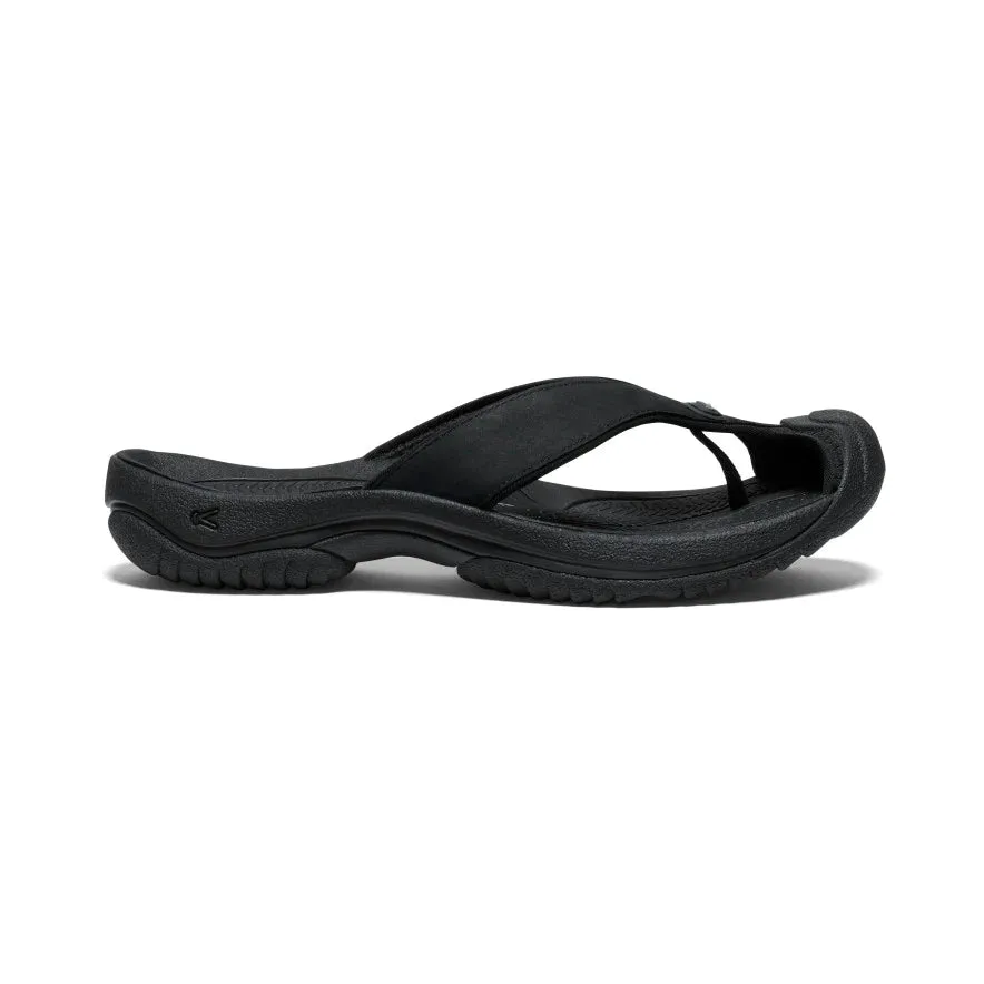 Men's Keen Waimea Leather Flip Flop Color: Black / Black