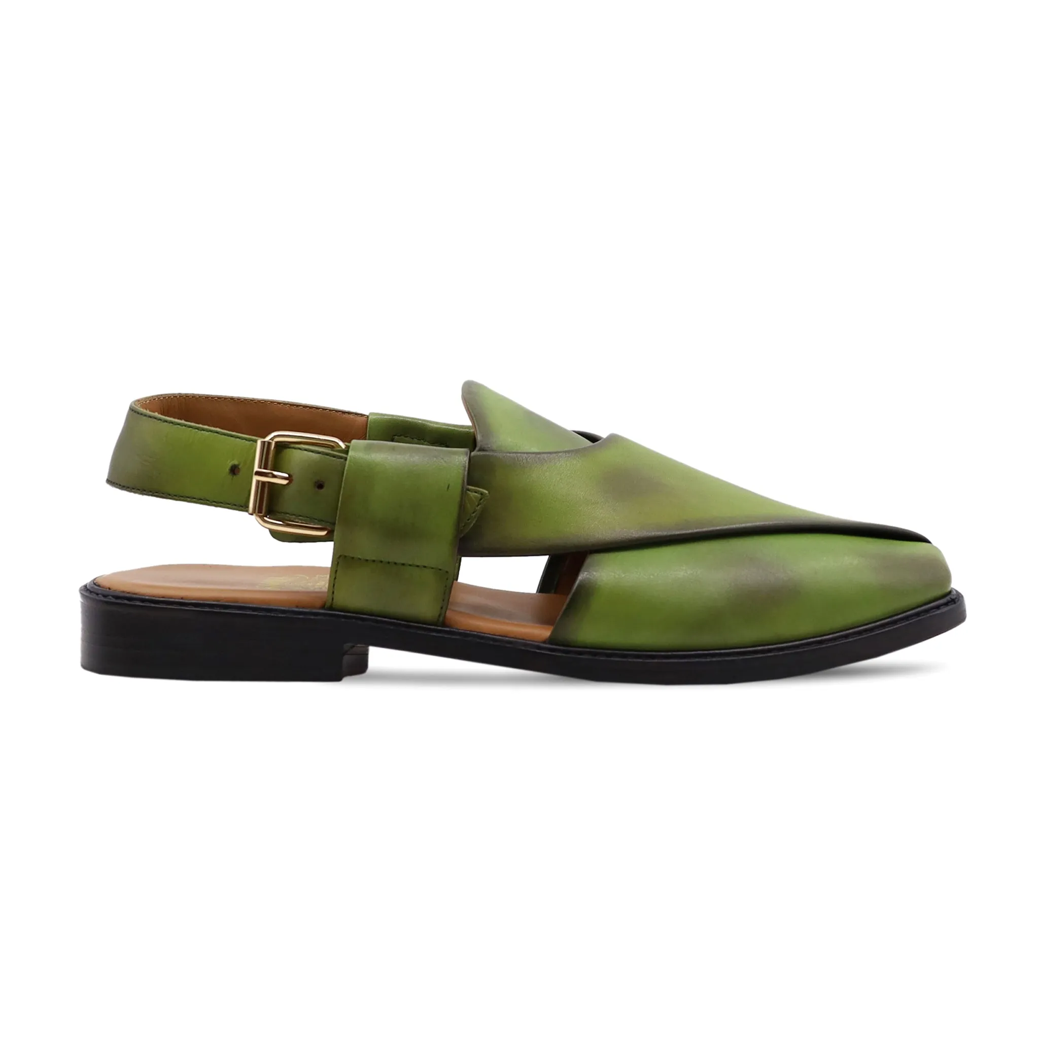 Mercado - Men's Burnish Green Calf Leather Sandal