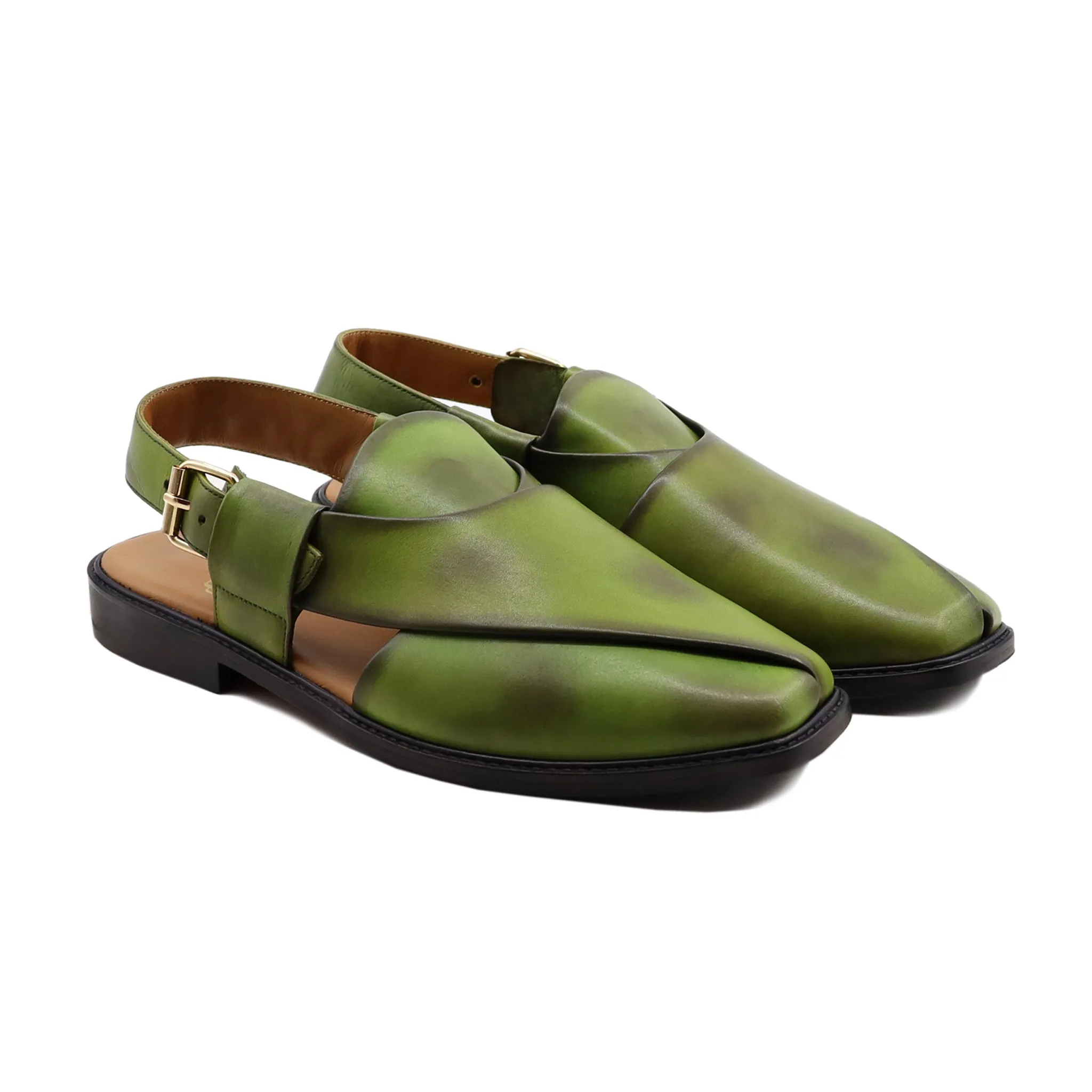 Mercado - Men's Burnish Green Calf Leather Sandal