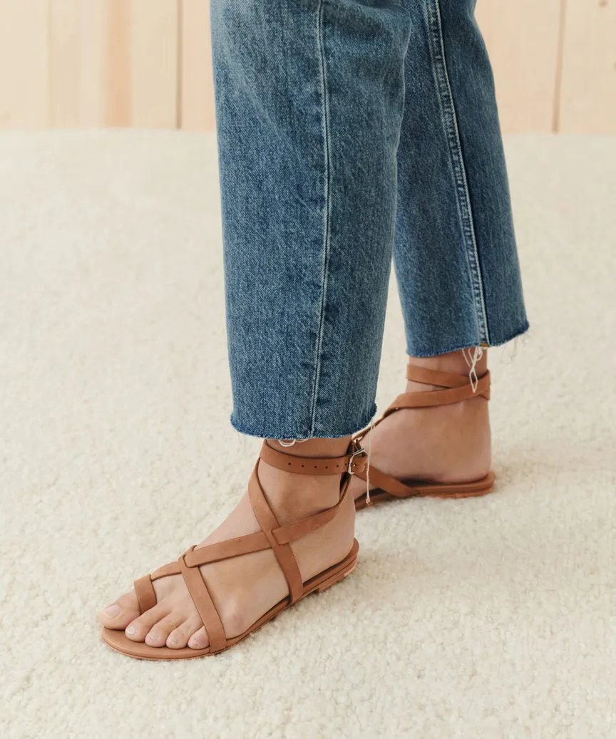 Oiled Leather Strappy Sandal