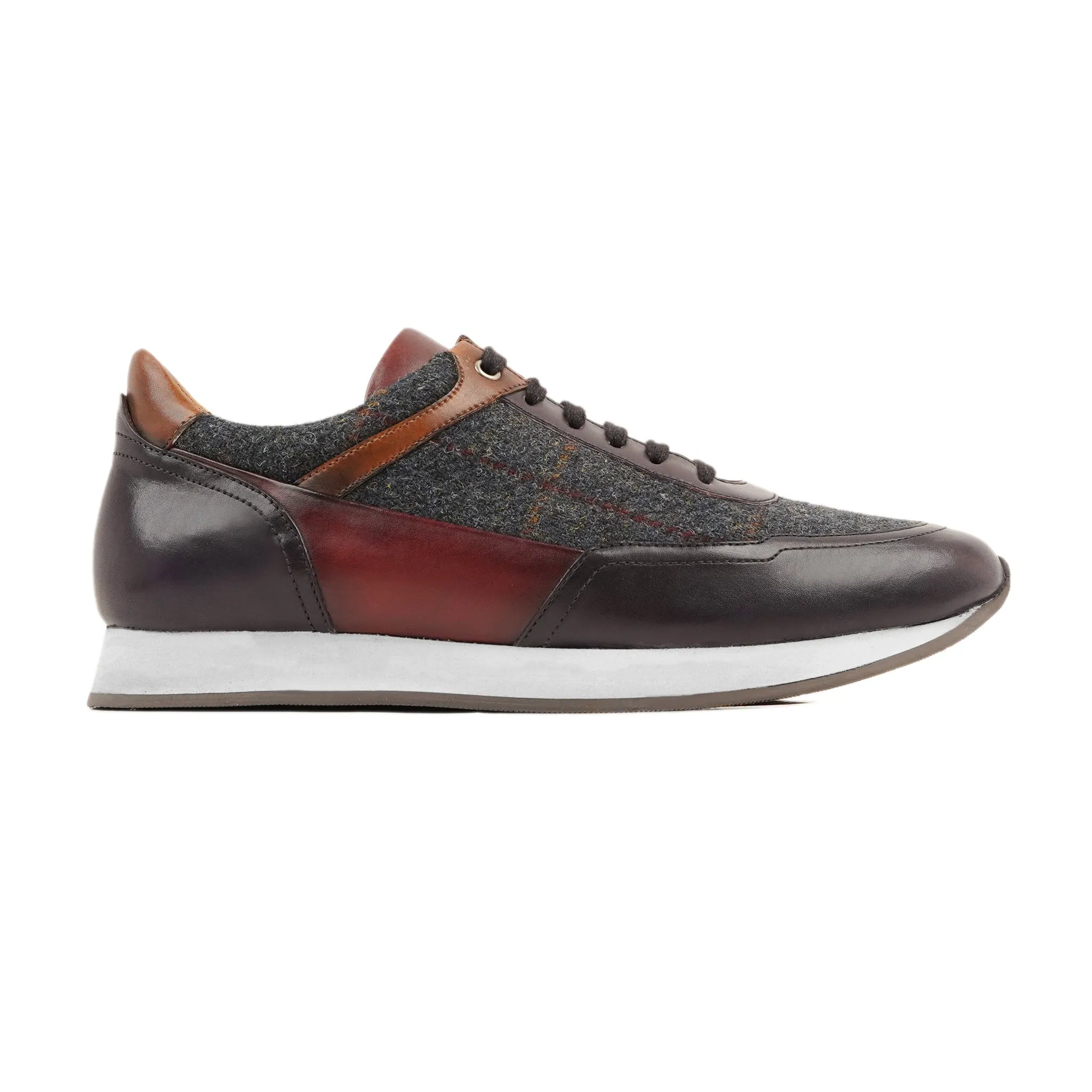 Rento - Men's Multicolor Calf Leather and Harris Tweed Jogger