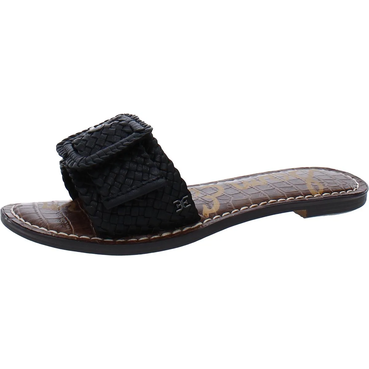 Sam Edelman Womens Gabriela Leather Basketweave Slide Sandals