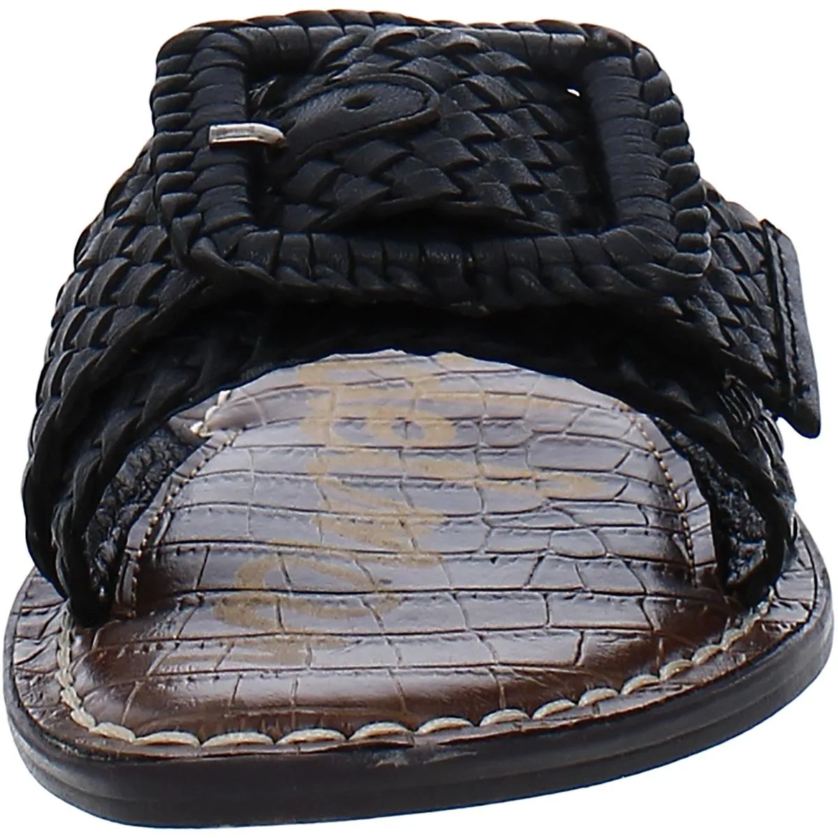 Sam Edelman Womens Gabriela Leather Basketweave Slide Sandals