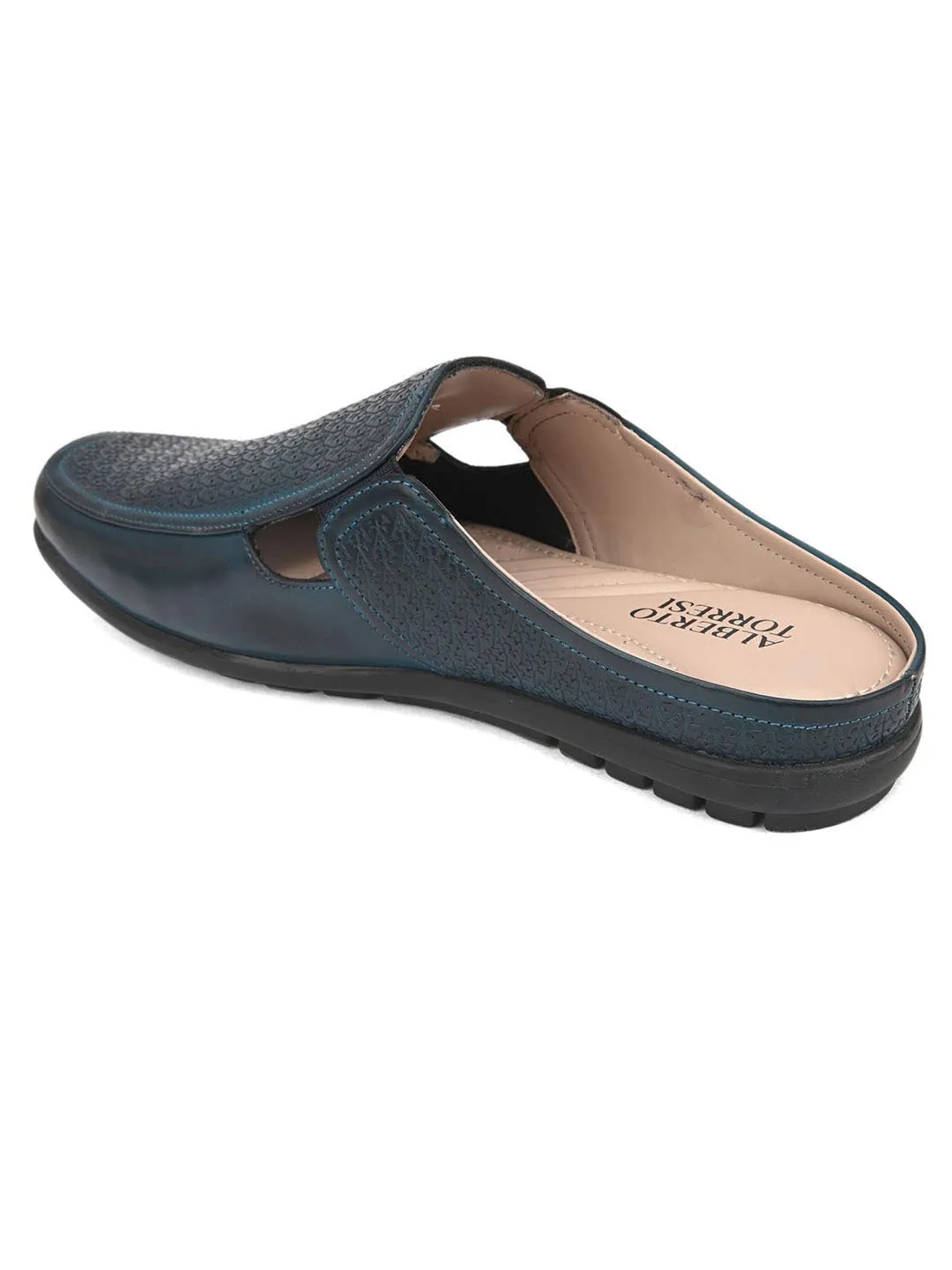 Solid Blue Ethnic mules for men