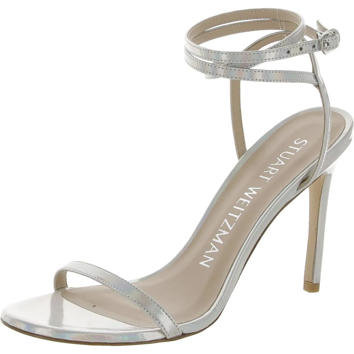 Stuart Weitzman Womens Barelynude 100 Leather Ankle strap Heels