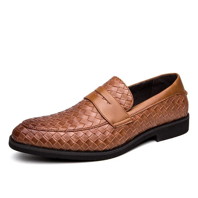 Weaved Penny Loafer Shoes For Men