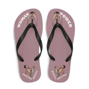 Woman Power Fabric Top Flip Flop Sandal Has Men Bow To Your Toes Dusty Rose Color with White Letters (NEW 2023-04)