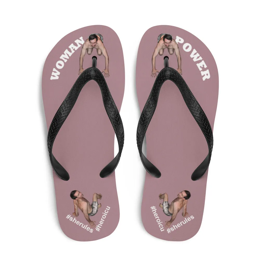 Woman Power Fabric Top Flip Flop Sandal Has Men Bow To Your Toes in 20 Colors White Letters (NEW 2023-04)