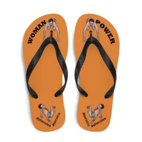 Woman Power Fabric Top Flip Flop Sandal Has Men Bow To Your Toes Orange Color with Black Letters (NEW 2023-04)