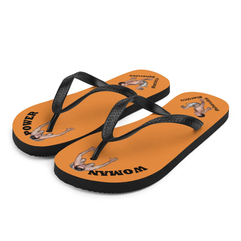 Woman Power Fabric Top Flip Flop Sandal Has Men Bow To Your Toes Orange Color with Black Letters (NEW 2023-04)