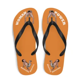 Woman Power Fabric Top Flip Flop Sandal Has Men Bow To Your Toes Orange Color with White Letters (NEW 2023-04)