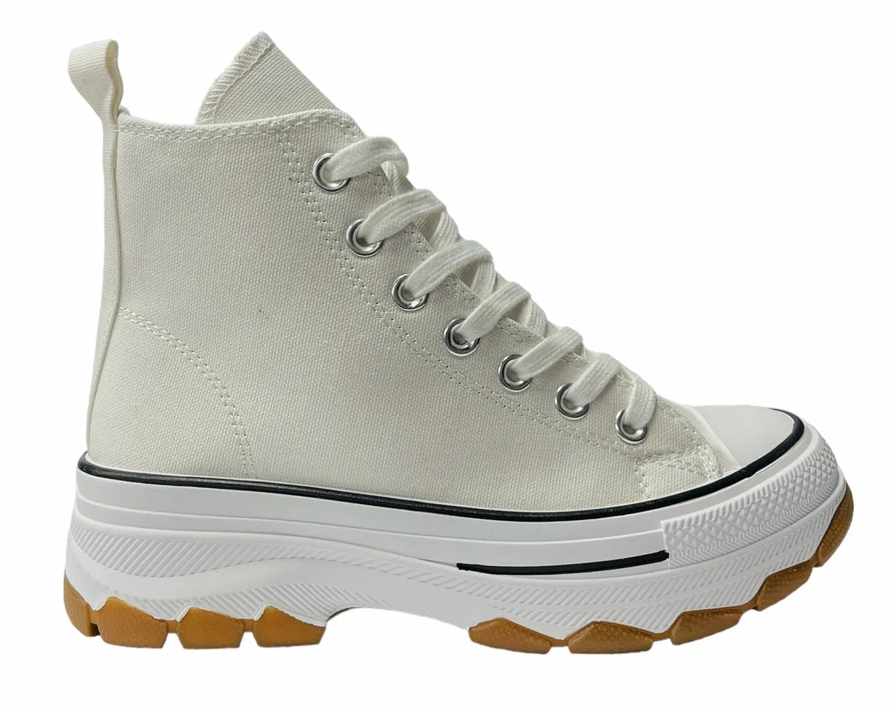 Women's Chunky Sole Hi Top Canvas Trainers