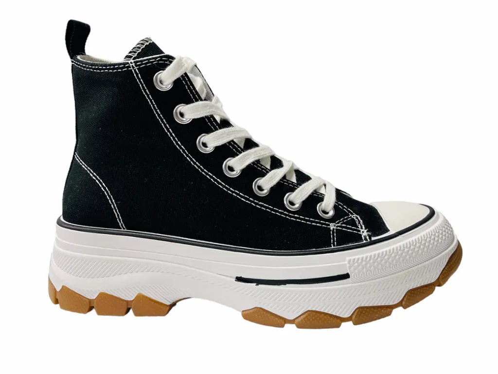 Women's Chunky Sole Hi Top Canvas Trainers