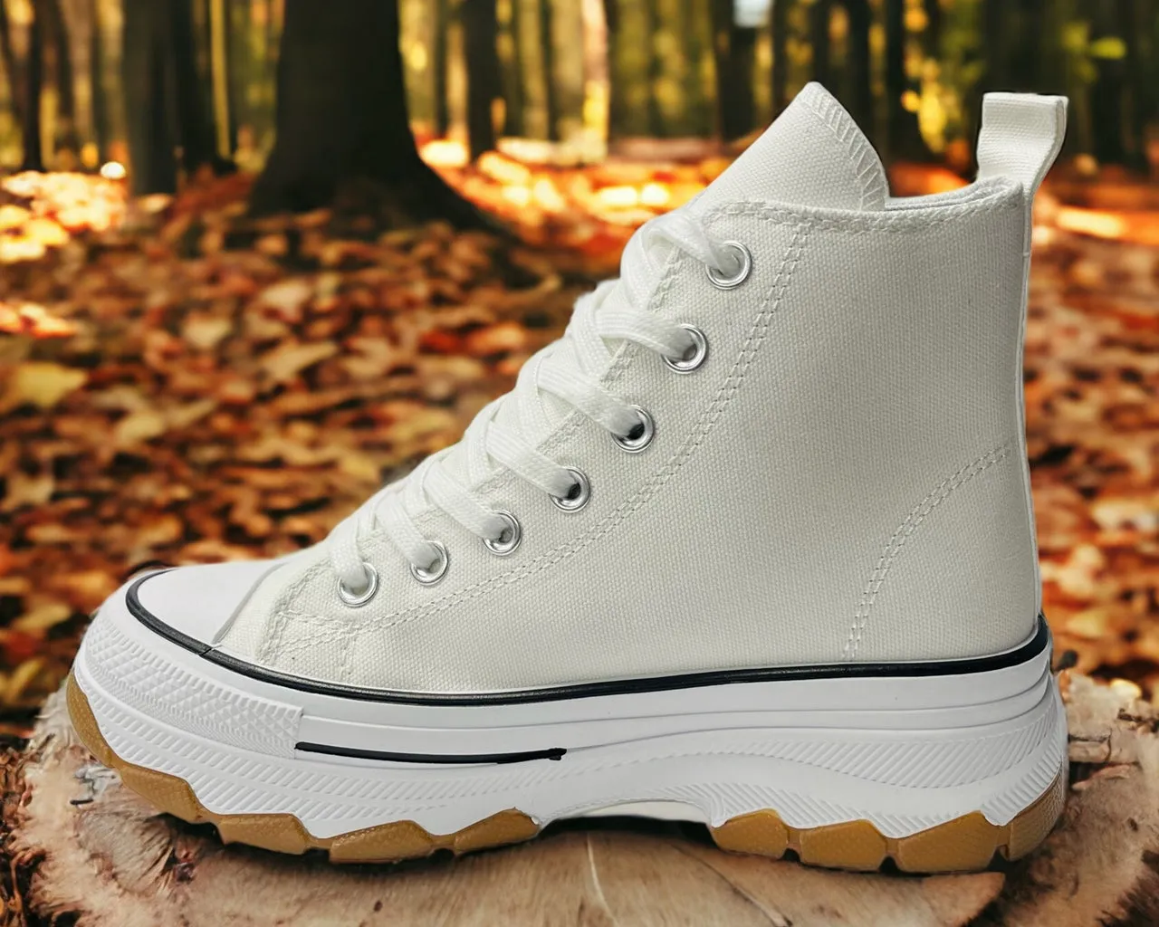 Women's Chunky Sole Hi Top Canvas Trainers