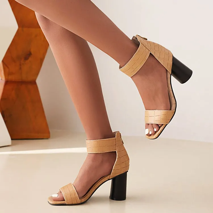 Women's Roman Square Toe Ankle Strap Block Chunky Heel Gladiator Sandals